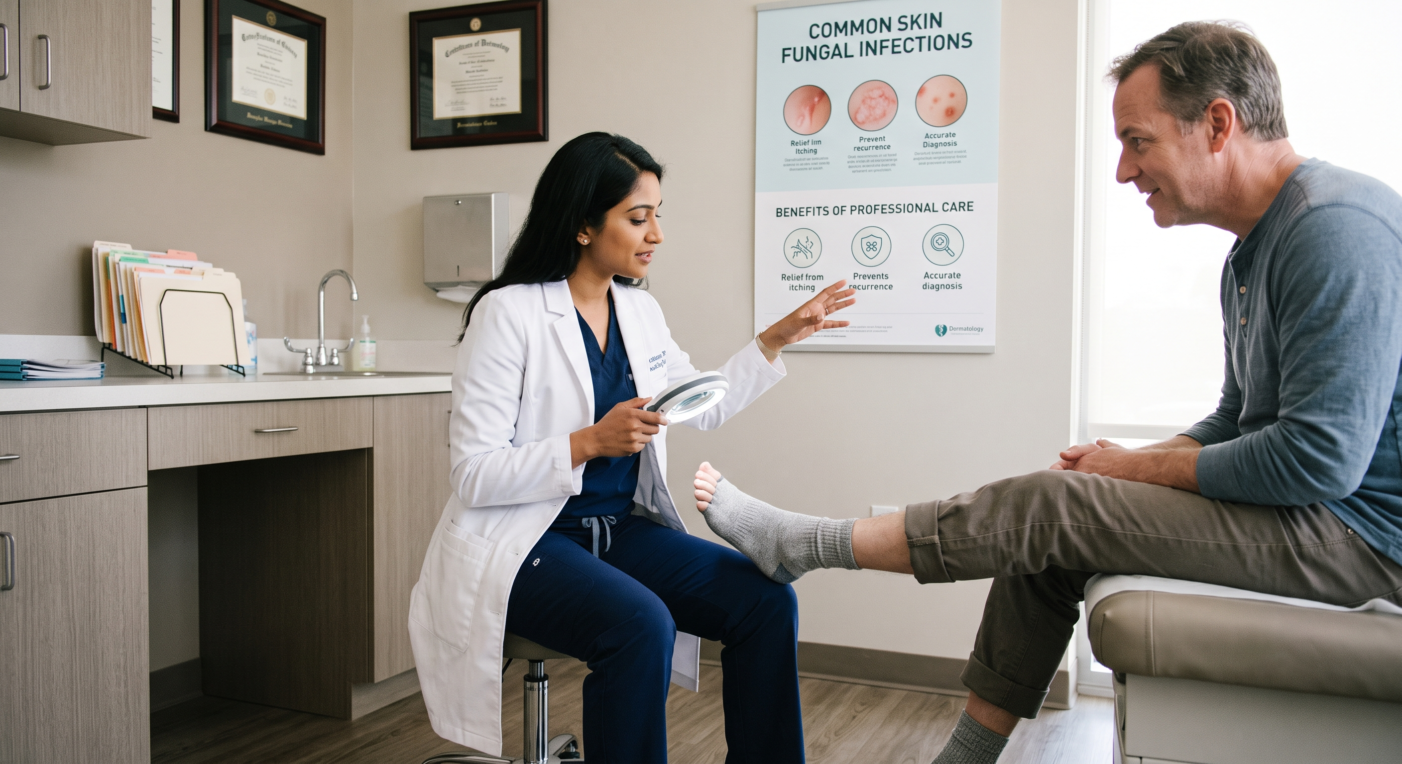 Clinical fungal clearing healthy skin concept