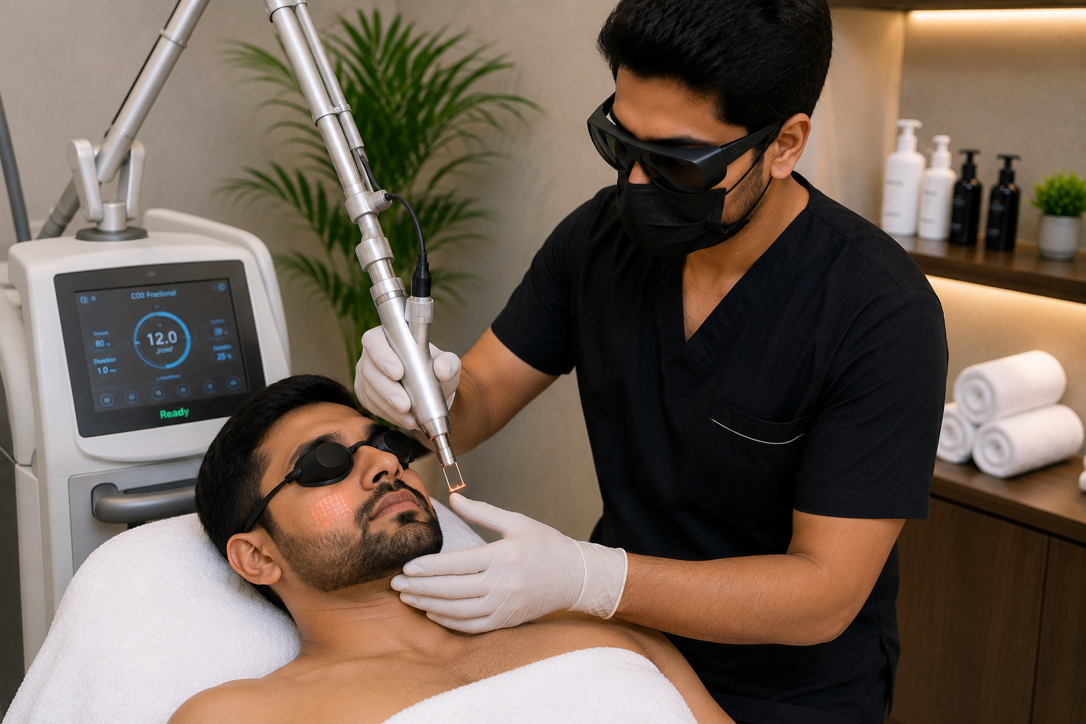 Clinical laser skin tightening treatment