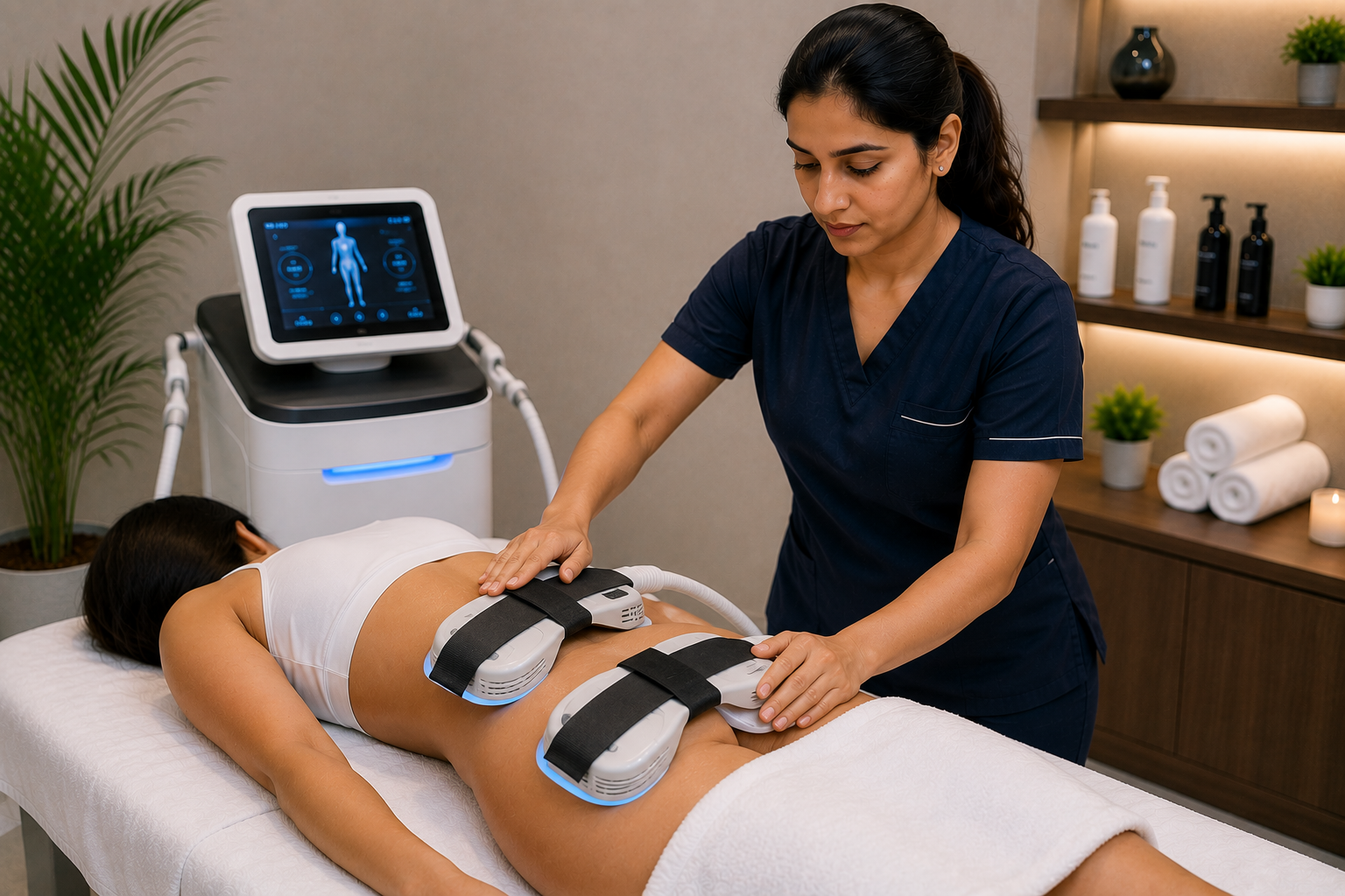 Electromagnetic muscle toning treatment